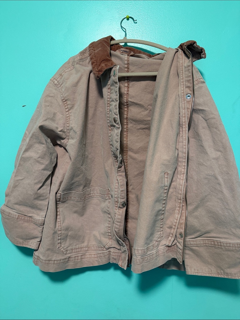 Old Navy Women's Utility Jacket in Taupe Brown with Corduroy Collar